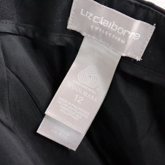 Liz Claiborne Women's 12 Woolmark Black Straight Leg High Waist Dress Pants - Picture 7 of 7